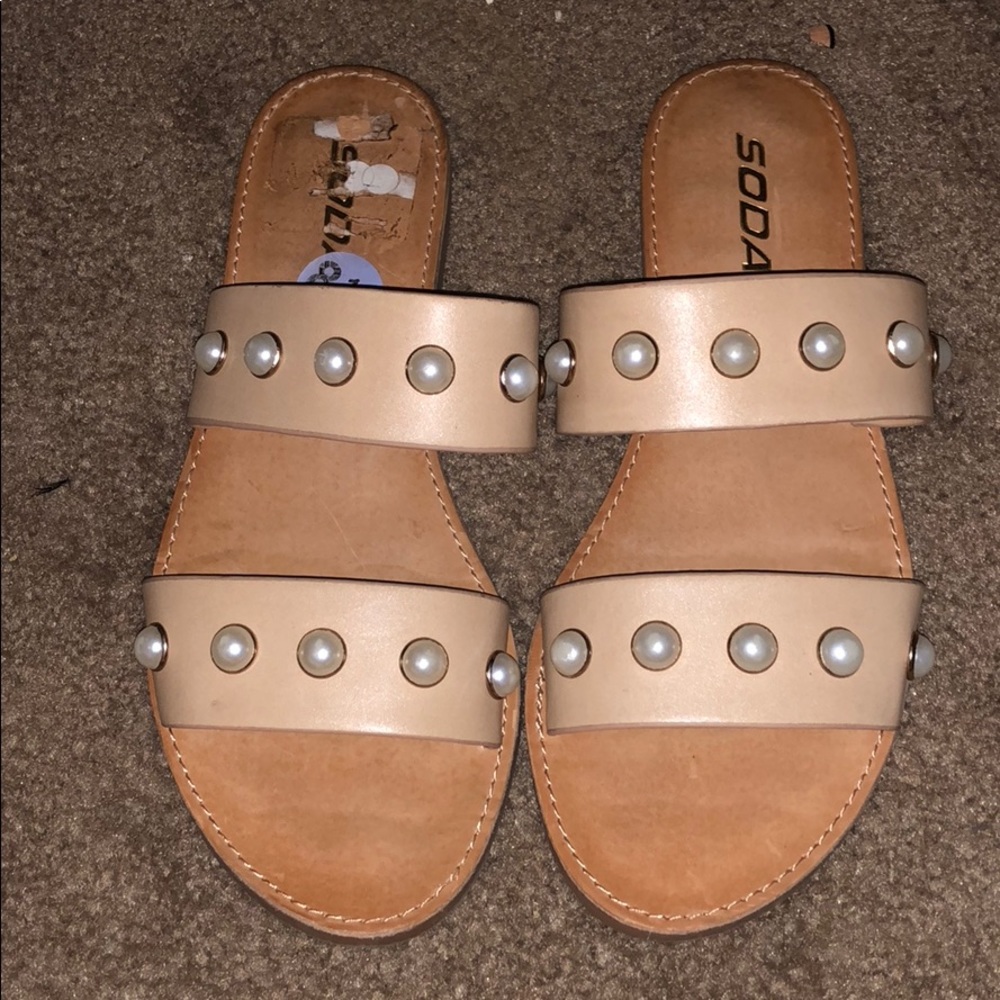 Tan slide on sandal